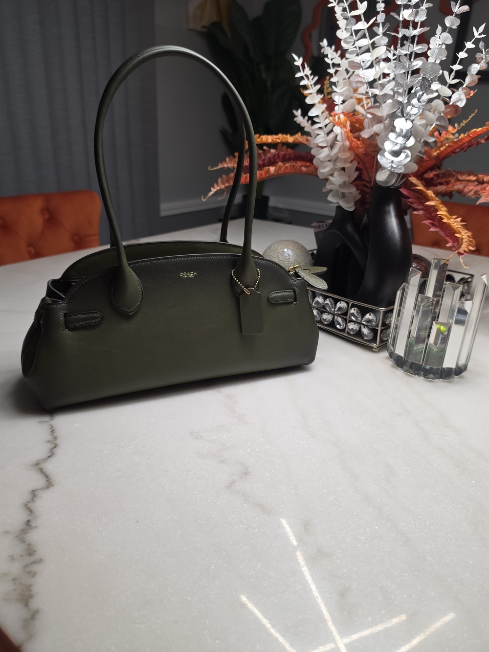 Coach Olive Leather Dome Shoulder Bag